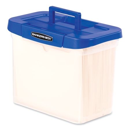 Bankers Box File Boxes, Polypropylene, 14.25" W, 8.63" D, 11.06" H, Lift-Off Lid Closure, Clear/Blue 0086301